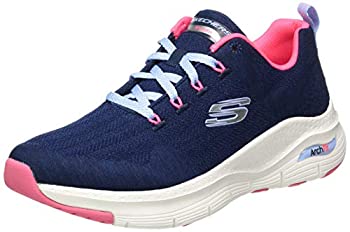 【中古】【輸入品・未使用】Skechers Women Arch FIT Sneaker, NVY Knit/Htpnk Trim