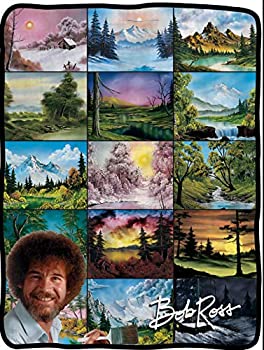 【中古】【輸入品・未使用】Seven Times Six Bob Ross 写真コラージュブランケット 46インチ x 60インチ フランネルフリーススロー