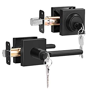 【中古】【輸入品・未使用】デッドボルト付きドアロック 外部ドア用ロックセット シングルシリンダーデッドボルト 同一鍵 モダンスタイル マットブラック 19,627円