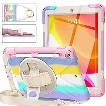 【中古】【輸入品・未使用】iPad 第8世代ケース 2020 10.2インチ 子供用 強化ガラススクリーンプロテクター&鉛筆ホルダー付き 頑丈 キュート 保護iPad 第7/第8世代 10.2ケー