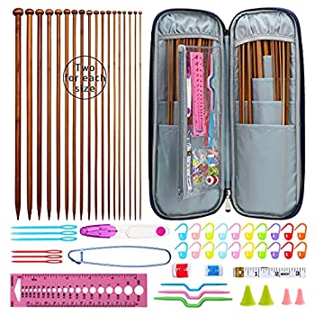 【中古】【輸入品・未使用】KOKNIT 36本/18ペア 竹編み針セット 長さ13.5インチ カーボン編み針 ケース付き ハンドメイド 恋人用 小さな織りの工具付き｜スカイマーケットプラス