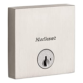 【中古】【インポート品・未当て嵌める】Kwikset Downtown 92580-028 デッドボルトドアロック シングル円柱 まっ四角 ロープロファイル スマートキーリキーセキュリティ付き添い人 繻子 その他-花・ガーデン・DIY