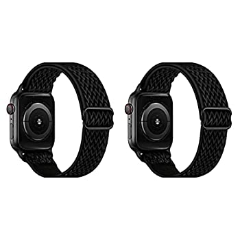 【中古】【輸入品・未使用】腕時計バンド 腕時計バンド 2個セット ナイロンリストバンド 調節可能 編組スポーツバンド 伸縮性バンド iWatch用 40mm 38mm ブラック