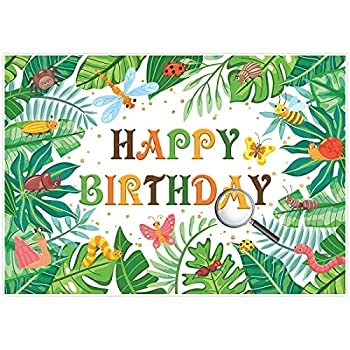 【中古】【輸入品・未使用】Allenjoy 7 x 5フィート バグ 誕生日パーティー用品 写真撮影用背景 熱帯の葉 昆虫 蝶 蜂 屋外 フォトゾーン 新生児 ベビーシャワーバナー 背景