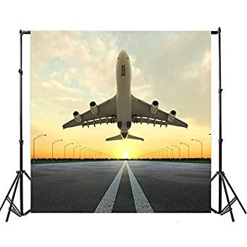 【中古】【インポート品・未当て嵌める】Yeele 10?x 10フィート Plane Taking Off第八芸術の周囲の状況幕ビニールAerodrome Airliner Aircraft Runway飛行第八芸術周囲の状況Aeroplane成年者用映像媒体落下傘壁紙Stu