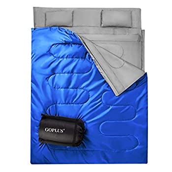 【中古】【輸入品・未使用】Goplus ダブルスリーピングバッグ 防水 ポータブル 2人用 スリーピングバッグ 枕2個とキャリーバッグ付き クイーンサイズ XL 3-4シーズン 大人｜スカイマーケットプラス