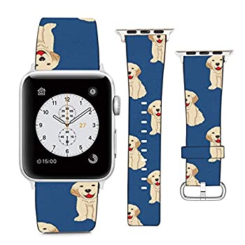 【中古】【インポート品・未当て嵌める】Apple Watch商品目録ダンス楽隊 42粍 44粍 (ゴールデンレトリバーパピー) PUなめし革ダンス楽隊 取り替えっこ用同盟罷工さあ美 iWatch Series 5 4 3 2 1用