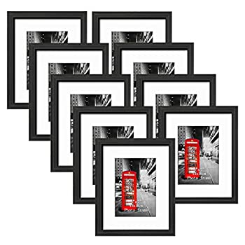 【中古】【輸入品・未使用】8×10インチの写真フレーム 9枚セット マット付き5x7インチの写真を飾るために作られました 8×10インチのマットなし 壁と卓上用ブラックフレー
