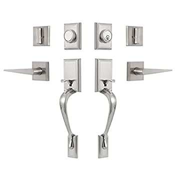 【中古】【輸入品・未使用】MIRUO フロントドアハンドルセット ダブルドアハンドルセット ダミー高耐久ダブルドアロックセット シングルシリンダーデッドボルトとレバーハン