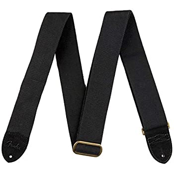 【中古】【輸入品・未使用】フェンダーコットンとレザーギターストラップ ? ブラック｜スカイマーケットプラス
