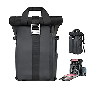 【中古】【インポート品・未当て嵌める】BesnfotoカメラバックパックロールトップラップトップコンパートメントDSLR一眼二眼レフ写真機用クイック姿勢メモリアクセス雨合羽ハイキングトラベリング