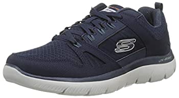 【中古】【インポート品・未当て嵌める】Skechers Men\u0027s Summits-New World Sneaker, Navy Leather/Pu/Mesh/Black Trim