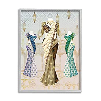 【中古】【輸入品・未使用】Stupell Industries 幾何学アラベスクの背景にイースタングラムファッション、 Ziwei Li によるデザイン グレーフレームウォールアート 11 x 14｜スカイマーケットプラス