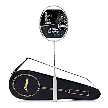 【中古】【インポート品・未当て嵌める】Li-Ning Ignite 7 Speed Racket-炭素衣料繊維-より糸なし-77瓦-フリーフルカバー