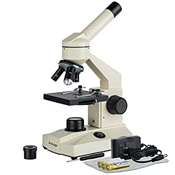 【中古】【輸入品・未使用】AmScope すべての光学ガラスレンズと40倍、1000倍オールメタル学生コードレスLEDフィールド生物の複合顕微鏡