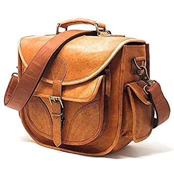 【中古】【インポート品・未当て嵌める】デジタル一眼二眼レフ用 レザーカメラバッグ 旅する用 ヴィンテージ 差し交わす上半身 ショルダーバッグ 取りはらい能力のあるなバッグインバッグ付き添い人 標準尺度大きさの