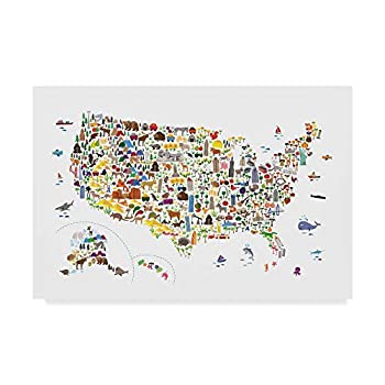 【中古】【輸入品・未使用】Trademark Fine Art アメリカの動物地図 子供用 マイケル・トンプセット 22x32｜スカイマーケットプラス