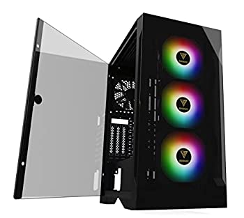 【中古】【インポート品・未当て嵌める】GAMDIAS TALOS E2 Elite ゲーミングケース ミッドタワー ATX 3 x 120粍 ARGB 気違い 1 x 120粍 気違い 台形強化因子瑠璃ダイアログボックス スイングドアデザイ パソコン・周辺機器-その他
