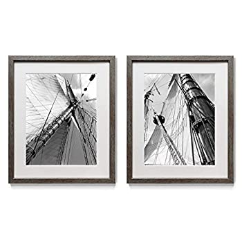 【中古】【インポート品・未当て嵌める】Renditions 美術館書き割り セイル 2天下太平 フレームアートワーク 書き割り モノクローム活動写真 レーシングヨット セーリング 小船 アンティーク調しろがね色ひな形