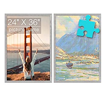 【中古】【輸入品・未使用】Golden State Art 24x36 写真フレーム - ワイド成形 - 木目調 素朴なスタイル - 壁掛け用バックハンガー - 赤ちゃんの写真 結婚式 ポートレート