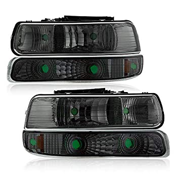 【中古】【インポート品・未当て嵌める】スモークハウジング アンバーコーナーヘッドライトバンパーヘッドランプ シボレーシルバラード 99-02相応う 4個