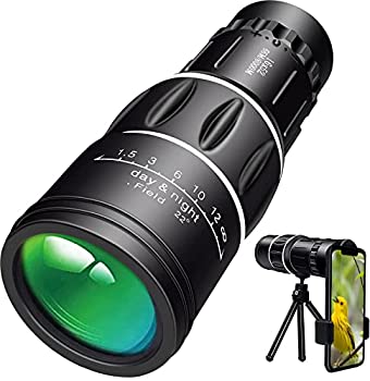【中古】【インポート品・未当て嵌める】16X52 単眼鏡望遠鏡 スマートフォンホルダー\u0026三脚架付き添い人 ハイパワープリズム パウダーコンパクト単眼鏡 成年者 赤ちゃん かっこ良い電話機 固定ディスク 単眼鏡領域 赤ちょうちん