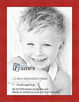 【中古】【輸入品・未使用】ArtToFrames 15x20インチ 風化したバーンウッド 飽和レッドウッド写真フレーム 2WOMSM-ECO150-RED-15x20
