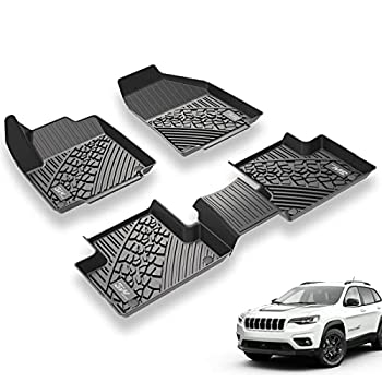 【中古】【輸入品・未使用】3W ジープチェロキーモデルフロアマットライナー Jeep Cherokee Floor Mats 2015-2020 ブラック 21032-1-2