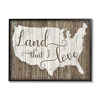 【中古】【輸入品・未使用】Stupell Industries Land I Love United States 地図 素朴な背景、ケリー・ドノバンによるデザイン｜スカイマーケットプラス