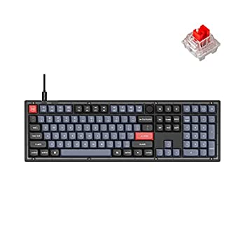 【中古】【インポート品・未当て嵌める】Keychron V6 有線カスタムメカニカルキーボードノブバージョン フルサイズ QMK/VIA 放送番組能力のある 熱っぽいつけ替える能力のある Keychron K Pro レッドス