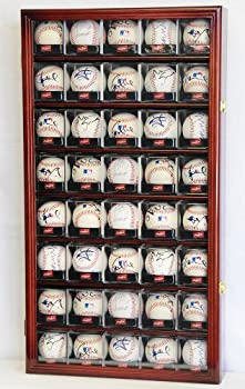 【中古】【輸入品・未使用】40 Baseball Arcylic Cubes Display Case Cabinet Holders Rack w/ UV Protection, Cherry