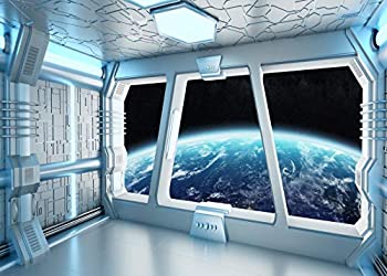 【中古】【輸入品・未使用】LYWYGG 7x5フィート ビニール製 宇宙船 インテリア 背景 未来的サイエンスフィクション 写真背景 宇宙 キャビン 写真撮影 スタジオ小道具 天文学