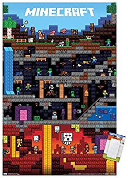 【中古】【輸入品・未使用】Trends International ポスターマウント マインクラフト 世界 22.3インチ x 34インチ ポスター&マウントセット