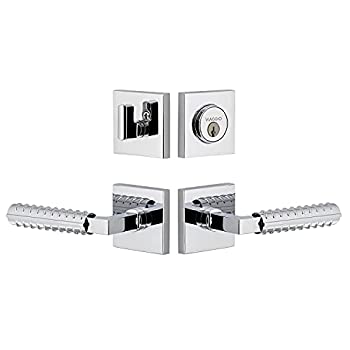 【中古】【輸入品・未使用】Viaggio 630623 Quadrato Rosette 2-3/4インチ バックセット コンテンポ鉄筋レバーとマッチするデッドボルト付き 明るいクロームエントリーセッ|スカイマーケットプラス