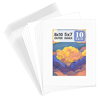 【中古】【インポート品・未当て嵌める】Golden State Art 8 x 10 ホワイトピクチャーマット ホワイトコアベベルカット 5 x 7inの第八芸術用 (10枚のつや消し+裏張り+御徒面子)