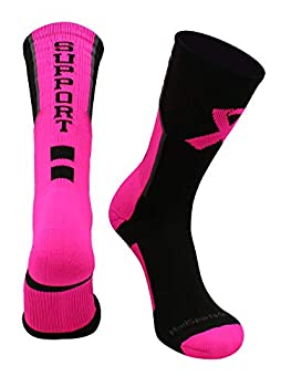 【中古】【輸入品・未使用】MadSportsStuff ピンクリボン 乳がん啓発サポート アスレチック クルーソックス, Black/Neon Pink/Graphite, Small
