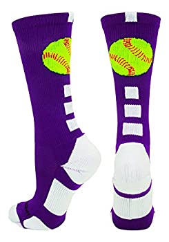 【中古】【インポート品・未当て嵌める】(Small, Purple/White) - MadSportsStuff Softball Logo Crew Socks