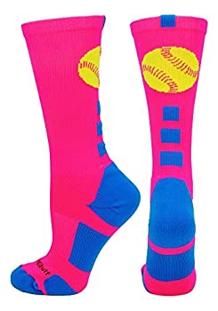 【中古】【インポート品・未当て嵌める】MadSportsStuffソフトボールロゴアスレチッククルーソックス S サクラ色