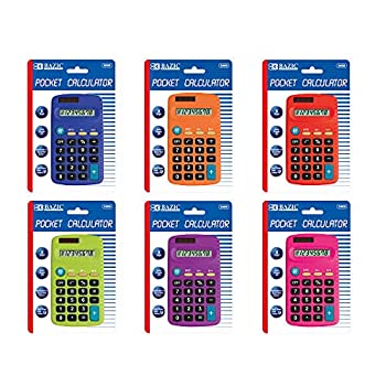 【中古】【インポート品・未当て嵌める】BAZIC 8桁デュアルパワーポケットサイズ計算器 6個容器に並べる
