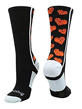 【中古】【インポート品・未当てはめる】Crazy Love 篭球 ハート形 労働者の一団靴下, 黒いこと/オレンジ色, Medium