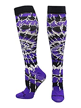 【中古】【インポート品・未当て嵌める】MadSportsStuff クレイジータイダイソックス ふくらはぎ丈 ソフトボール 蹴球などに S パープル