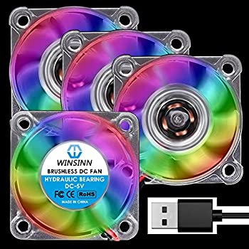 【中古】【インポート品・未当て嵌める】WINSINN 40粍 色つやLED USB気違い 5V 油圧ベアリング 毛はらい受け答え 4010 40x10粍 弾丸道路 (4個入り口・入口)