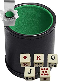 【中古】【輸入品・未使用】16mm ポーカーダイス スクエアコーナー ブラックPUレザーダイスカップ 豪華なベルベット裏地 - ギフトボックス入り (スペインポーカー(アイボリ 11,027円