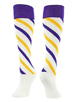【中古】【輸入品・未使用】TCK キャンディストライプ ニーハイ ソフトボールソックス サッカー M パープル