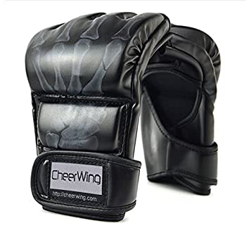 【中古】【輸入品・未使用】Cheerwing ハーフフィンガー ボクシンググローブ MMA UFC スパーリング グラップリング ファイトパンチ 究極のミット レザーグローブ