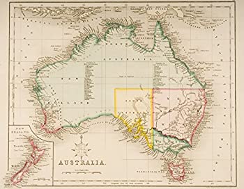 【中古】【輸入品・未使用】オーストラリアとニュージーランドのポストレッジ 地図、描かれた彫刻されたポスタープリント、J. Archer Pentonville London C.1830、(8 x 10)|スカイマーケットプラス