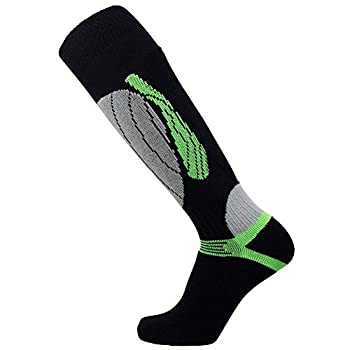 【中古】【輸入品・未使用】Pure Athlete エリートウールレーススキーソックス - 暖かく快適なスノーボード/スキーソックス (ブラック/ネオングリーン, L/XL)