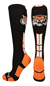 【中古】【インポート品・未当て嵌める】MadSportsStuff Tigers ロゴタイプ ふくらはぎまで丈靴下 L 黒いこと
