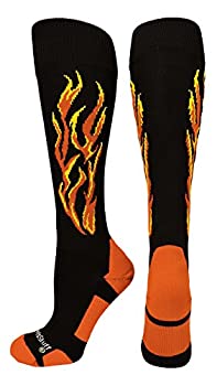 【中古】【インポート品・未当てはめる】MadSportsStuff フレイムサッカースタイル ふくらはぎ上 アスレチック靴下 (複数形色) L 黒いこと