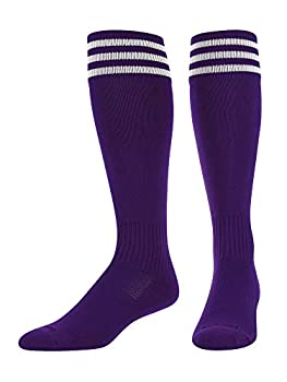 【中古】【インポート品・未当てはめる】TCK Elite Finale 3ストライプサッカーソックス (パープル/白いこと、ラージ)